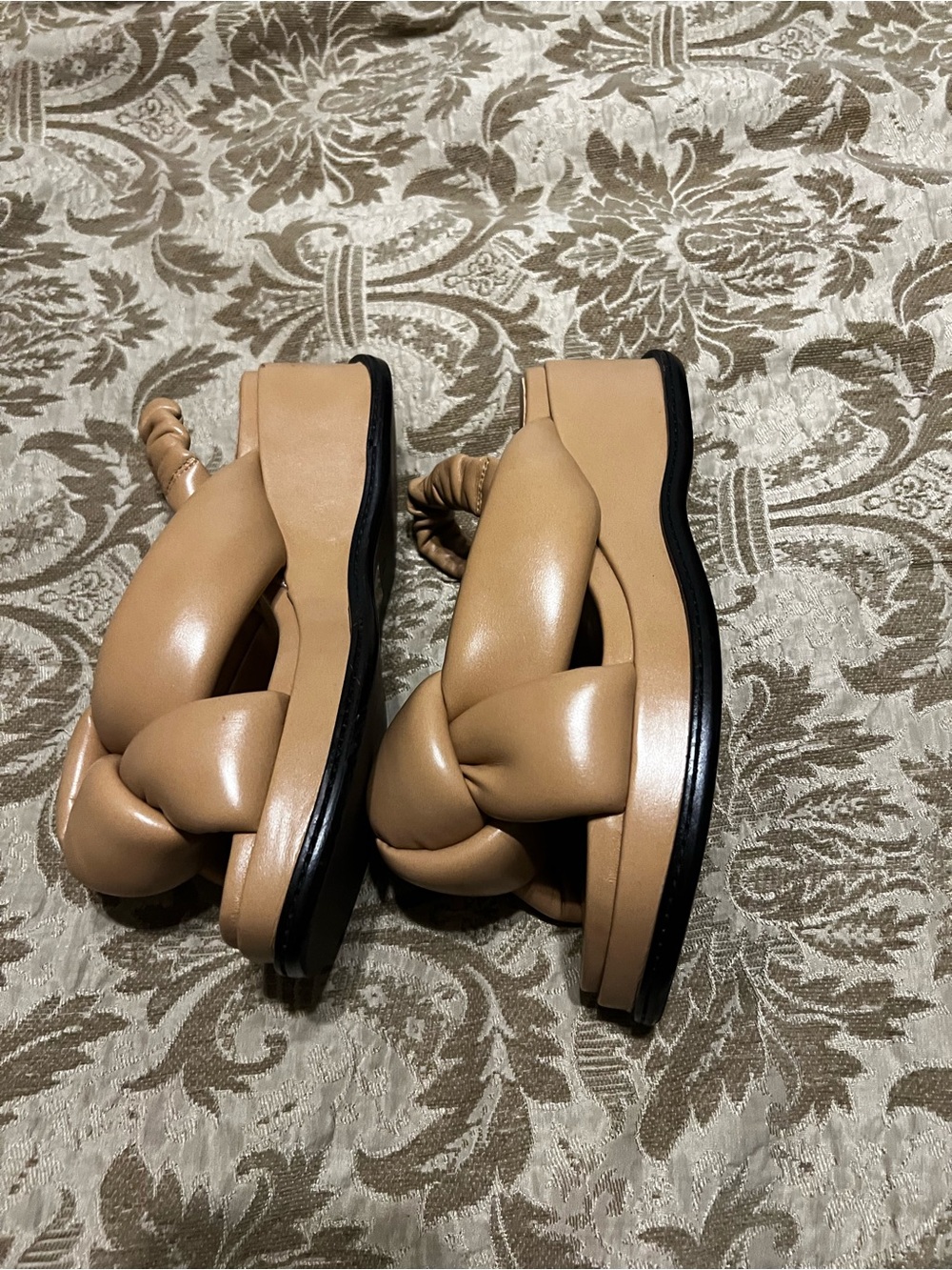 Jeffrey Campbell Tan Knotted Leather Slingback Sandals - Picture 3 of 4